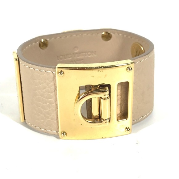 LOUIS VUITTON Cream Leather Charm Bracelet